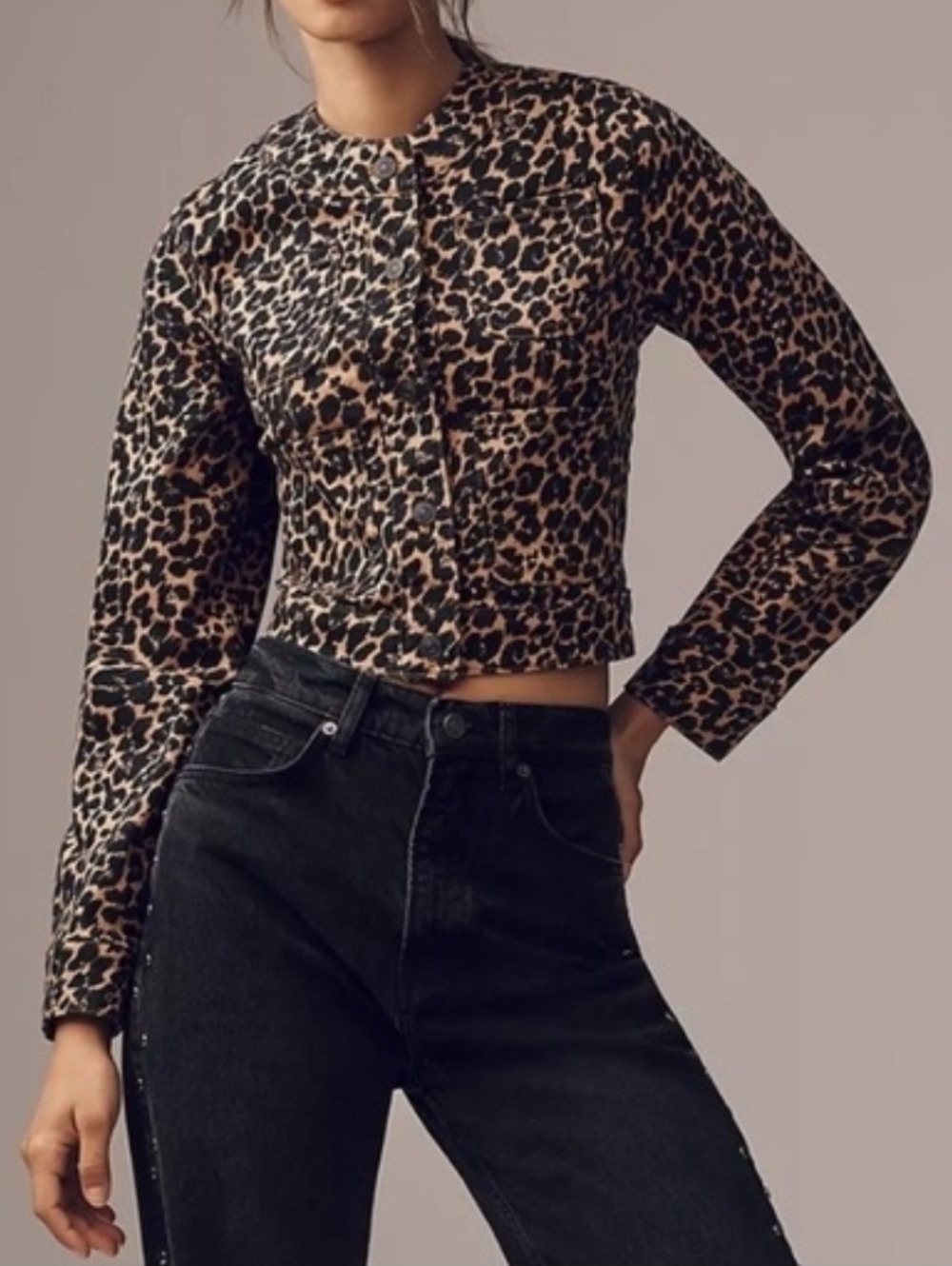 Antro The Cora Patch Pocket Jacket MaeveLeopard  Mobwife Strechy Size Large - Picture 4 of 15